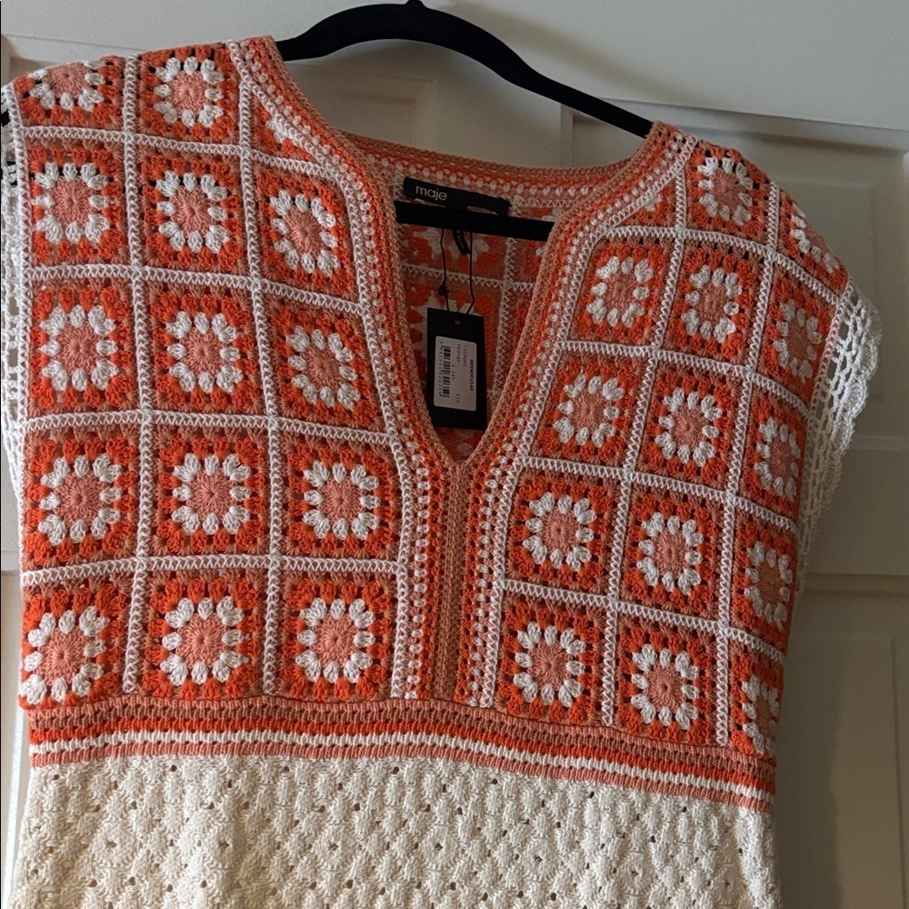 MAJE Roby Floral Crochet Minidress In Jaunes / Oranges-BNWT - Picture 7 of 11